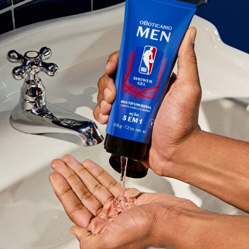 NBA Colonia Masculina 100ml + Gel 5 em 1 Cabelo, Corpo e Barba Men NBA 205g