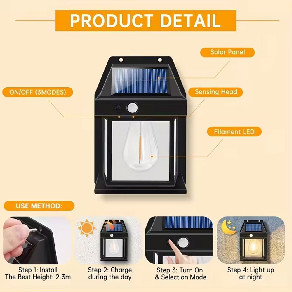 Luminária Arandela Recarregável Solar Com Sensor KR502