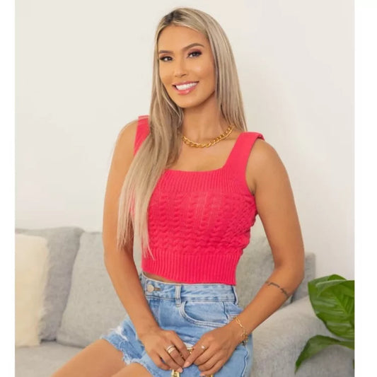 Cropped Feminino Alcinha Com Tranças Moda Blogueiras