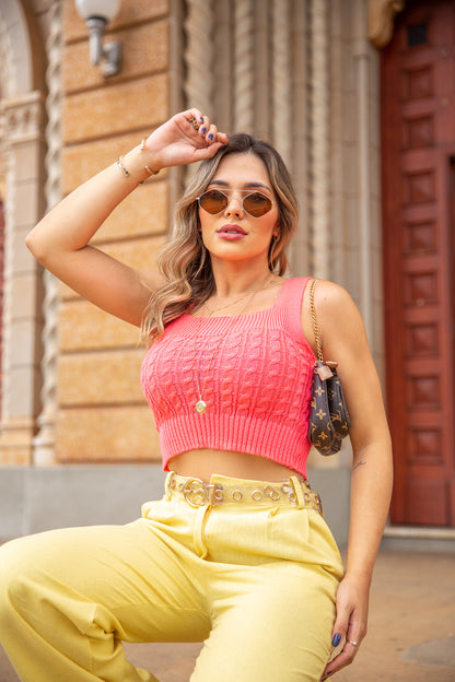 Cropped Feminino Alcinha Com Tranças Moda Blogueiras